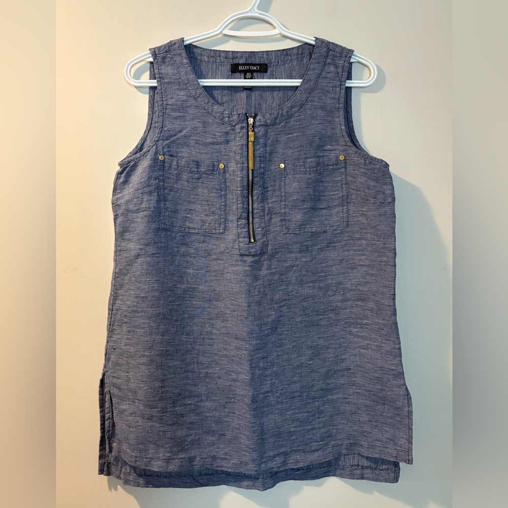 Ellen Tracy 100% Linen Sleeveless Top – Size M